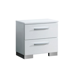 FURNITURE OF AMERICA Rayland Solid Wood 2-Drawer Nightstand In Glossy In White