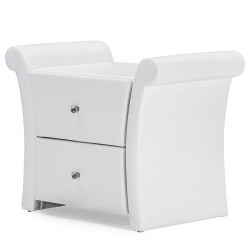 BAXTON STUDIO Victoria 2 Drawer Faux Leather Nightstand In Matte In White