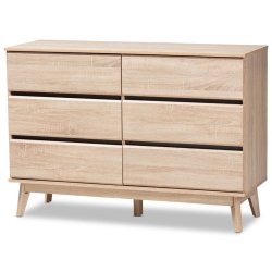 BAXTON STUDIO Miren 6 Drawer Modern Dresser In Light Oak And Dark In Grey