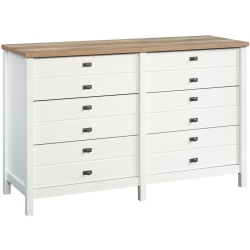 SAUDER Cottage Road 6 Drawer Double Dresser In Soft In White