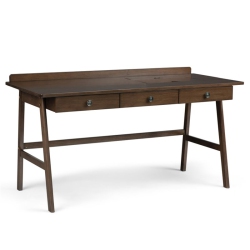 SIMPLI HOME Rylie Solid Wood Transitional 60 " Desk In Natural Aged In Brown