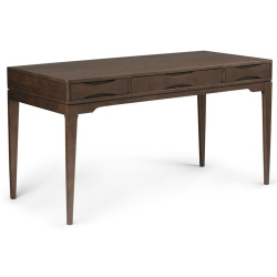 SIMPLI HOME Harper Solid Wood Mid Century Modern 60" W Writing Office Desk In Walnut In Brown