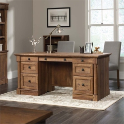SAUDER Palladia Contemporary Wooden Executive Desk In Vintage Oak Finish