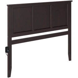 AFI Madison King Solid Wood Panel Headboard With Device Charger In Espresso