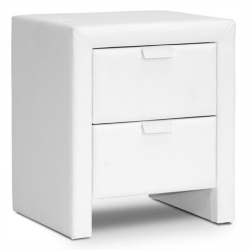 BOWERY HILL Faux Leather Nightstand In In White