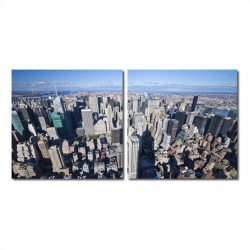 BAXTON STUDIO Aerial Manhattan Mounted Print Diptych In Multicolor
