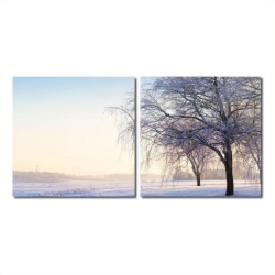 BAXTON STUDIO Snowy Solitude Mounted Print Diptych In Multicolor