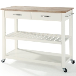 BOWERY HILL Wood Top Kitchen Cart Island In In White