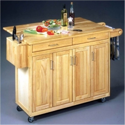 BOWERY HILL Kitchen Cart With Breakfast Bar In Natural
