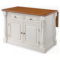 BOWERY HILL Antiqued Kitchen Island In Antiqued In White