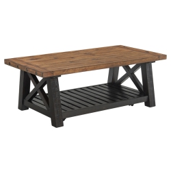 BOWERY HILL 50" Solid Wood Coffee Table Stain And Natural In Black
