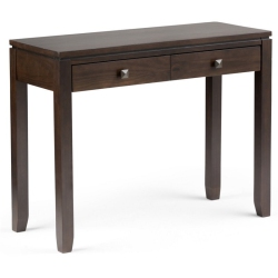 SIMPLI HOME Cosmopolitan Solid Wood Console Table With 2 Drawers Mahogany In Brown