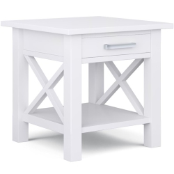 SIMPLI HOME Kitchener 21" Square Contemporary Solid Wood End Table In In White