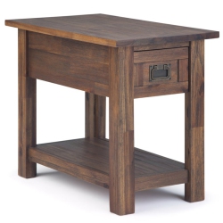 SIMPLI HOME Monroe Solid Acacia Wood 14 " Rectangle Rustic Narrow Side Table In Distressed Charcoal In Brown