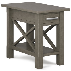 SIMPLI HOME Kitchener Solid Wood Narrow End Table With Storage In Farmhouse In Gray