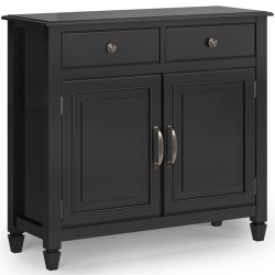 SIMPLI HOME Connaught 2 Door Solid Wood Entryway Console Table In In Black