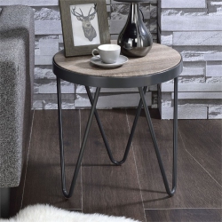 BOWERY HILL End Table In Weathered Oak In Gray