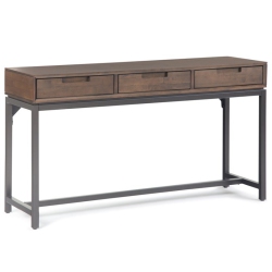 SIMPLI HOME Banting 54" W Solid Hardwood And Metal Industrial Console Table In Walnut In Brown