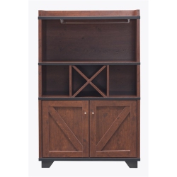 FURNITURE OF AMERICA Glamdon Farmhouse Wood 4-Bottle Wine Rack In Vintage Walnut