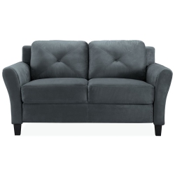 BOWERY HILL 18.5" Contemporary Microfiber Loveseat Couch In Dark In Gray
