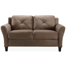 BOWERY HILL 18.5" Transitional Microfiber Loveseat Couch In In Light Brown