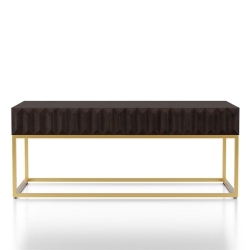 BOWERY HILL Transitional Metal 2-Drawer Coffee Table In Walnut