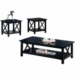 BOWERY HILL 3 Piece Coffee Table Set In Dark Merlot