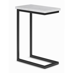 SIMPLI HOME Skyler Industrial 18 " Metal C Side Table With Marble Top In In White