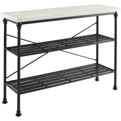 CROSLEY FURNITURE Madeleine Faux Marble Top Console Table In Matte In Black
