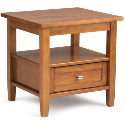 SIMPLI HOME Warm Shaker Wood 20" Rectangle Transitional End Side Table In Light Golden In Brown