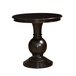 BOWERY HILL Round Pedestal End Table In Espresso