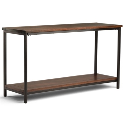 SIMPLI HOME Skyler 54 In. W Mango Wood And Metal Console Sofa Table In Dark Cognac In Brown
