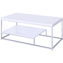 STEVE SILVER COMPANY Steve Silver Lucia Metal Coffee Table In And Chrome Metal In White