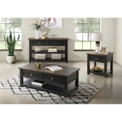 BOWERY HILL Contemporary Wood 2 Drawer Sofa Console Table Black And In Brown