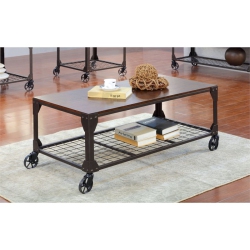 FURNITURE OF AMERICA Benellie Metal Coffee Table With Casters In In Black