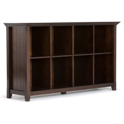 SIMPLI HOME Acadian Wood 57" Transitional 8 Cube Sofa Table In Brunette In Brown