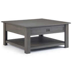 SIMPLI HOME Monroe Solid Acacia Wood 38 " W Square Rustic Coffee Table In Farmhouse In Gray