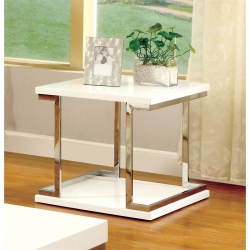 FURNITURE OF AMERICA Bargunde Contemporary Wood Square End Table In In White