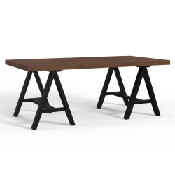 SIMPLI HOME Sawhorse 48" W Solid Walnut Veneer And Metal Coffee Table In In Brown