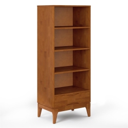 SIMPLI HOME Harper Solid Hardood 60 " X 24 " Mid-Century Modern Bookcase With Storage In Teak In Brown