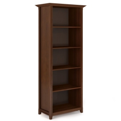 SIMPLI HOME Amherst Solid Wood 5 Shelf Bookcase In Russet In Brown