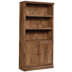SAUDER Misc Storage 3-Shelf 2-Door Tall Wood Bookcase In Vintage Oak