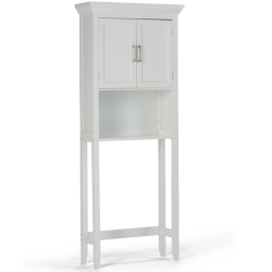 SIMPLI HOME Avington Wood 67" Space Saver Bathroom Cabinet In Pure In White