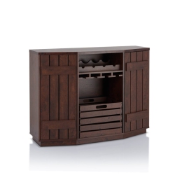 BOWERY HILL Wine Rack Buffet In Vintage Walnut