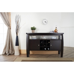 FURNITURE OF AMERICA Mendota Wood Buffet Table With Wine Rack In Espresso