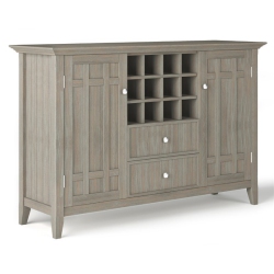 SIMPLI HOME Bedford Wood 54" Transitional Sideboard Buffet And Wine Rack In In Gray