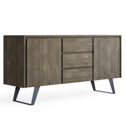 SIMPLI HOME Lowry Solid Acacia Wood Sideboard Buffet In In Gray