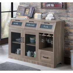 FURNITURE OF AMERICA Coffman Wood Wine Storage Buffet In Chestnut In Brown