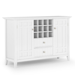 SIMPLI HOME Bedford Wood 54" Transitional Sideboard Buffet And Wine Rack In In White