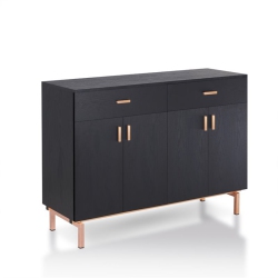 BOWERY HILL Modern 2 Drawer Wood Buffet Table In In Black